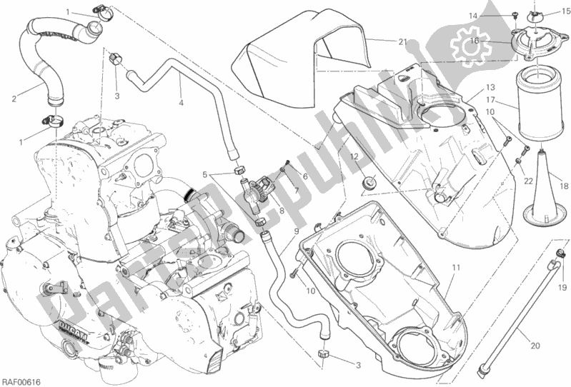 Toutes les pièces pour le Entrée D'air - Reniflard D'huile du Ducati Monster 821 Stealth Thailand 2020
